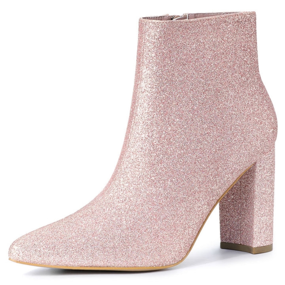 Rose gold block heel Ankle boots Size 8